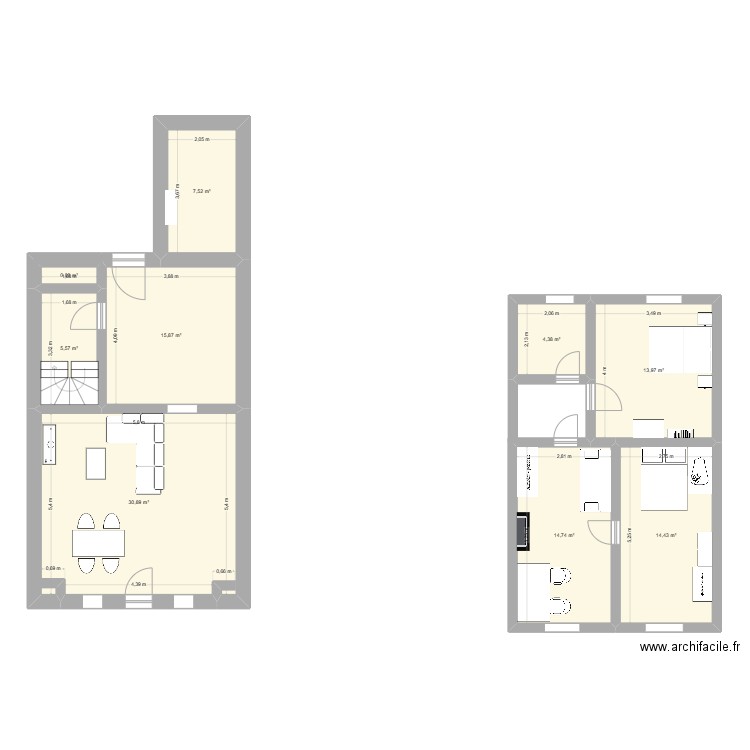 maison. Plan de 9 pièces et 108 m2