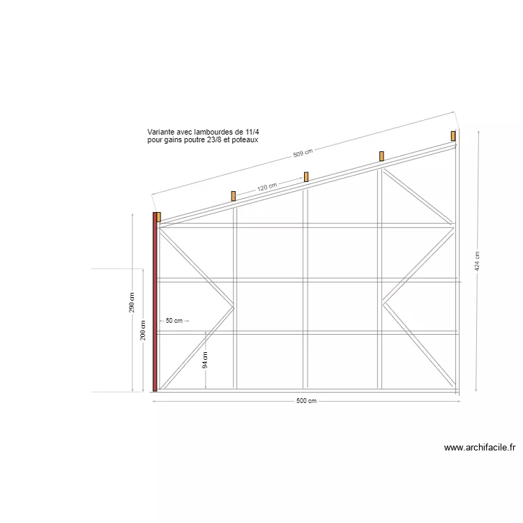 Fa&ccedil;ade cot&eacute; bardage. Plan de 