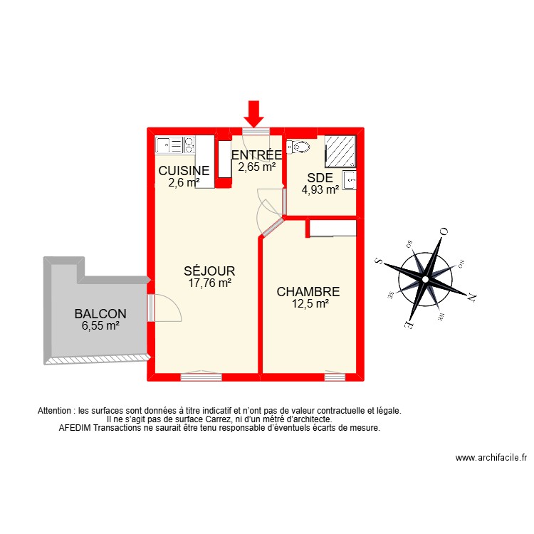 BI 27850. Plan de 8 pièces et 47 m2