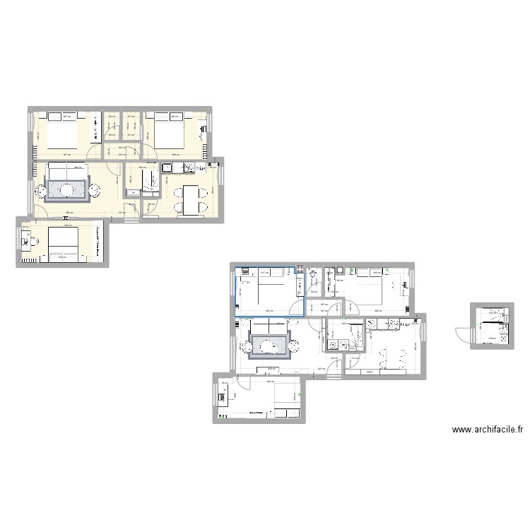 projet RASPAIL. Plan de 16 pièces et 128 m2