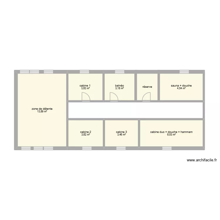 plan du spa. Plan de 8  et 41 m²