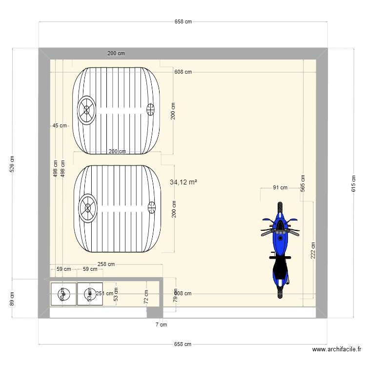 GARAGE DOLE. Plan de 1 pièce et 34 m2