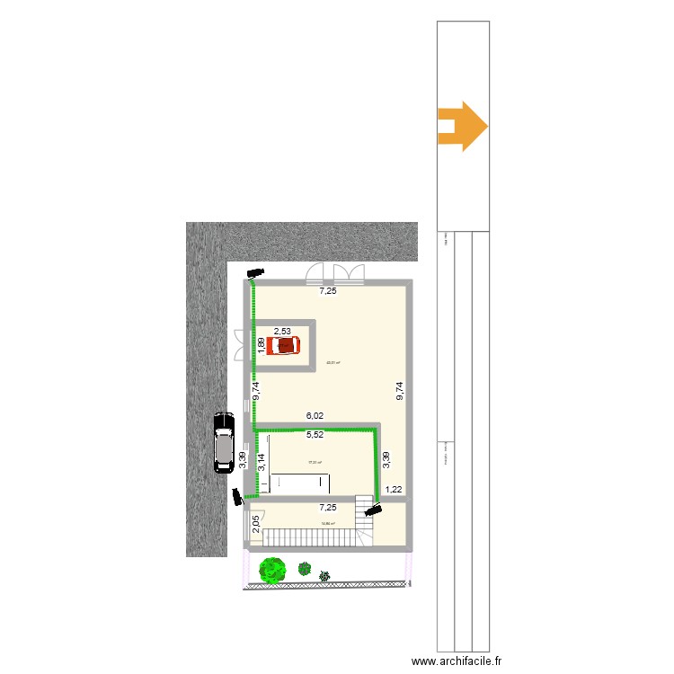 saada. Plan de 4 pièces et 87 m2