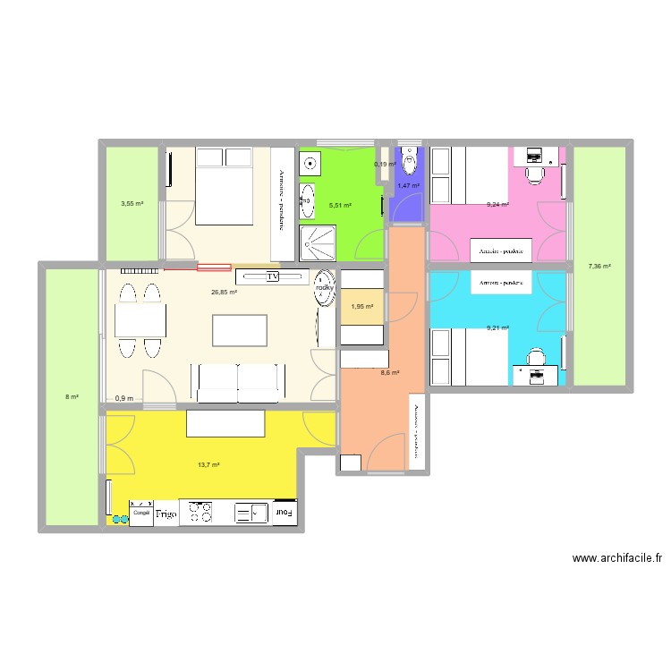 sab 3. Plan de 12 pièces et 96 m2