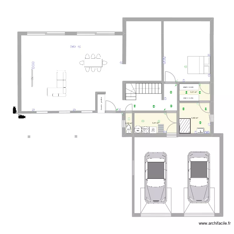 Projet de construction. Plan de 5  et 74 m²