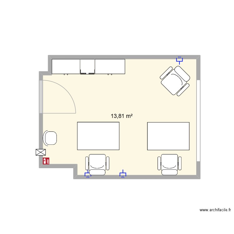 bureau polyvalent 2. Plan de 1 pièce et 14 m2