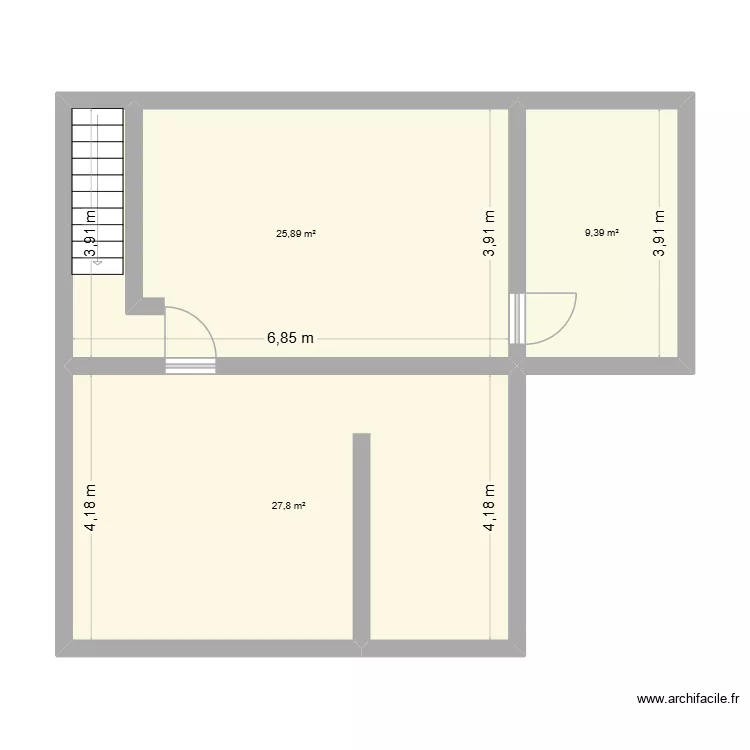 etage. Plan de 3  et 63 m²