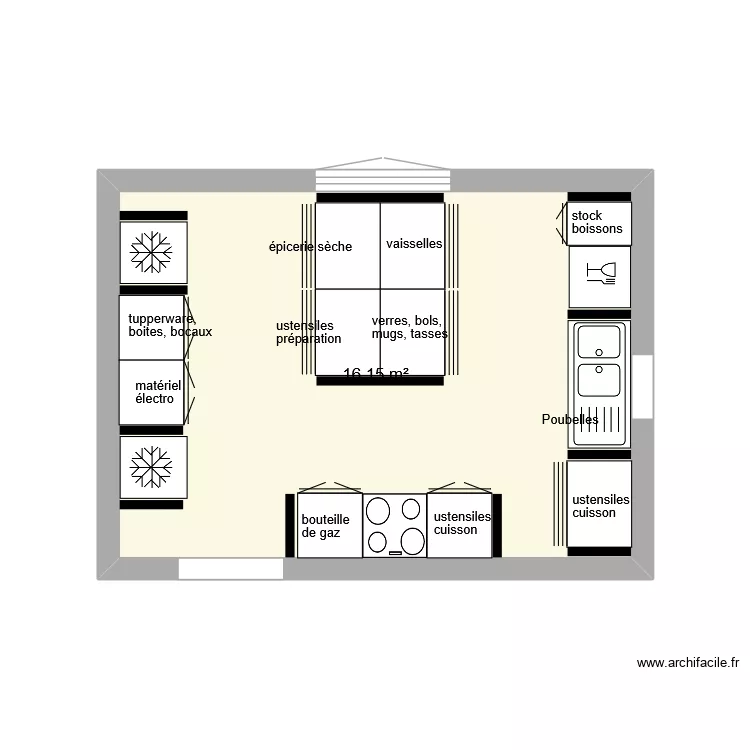 Cuisine Maison octobre. Plan de 1 pièce et 16 m²