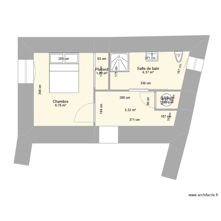 Plan Projet Marucchi. Plan de 5 pièces et 23 m2