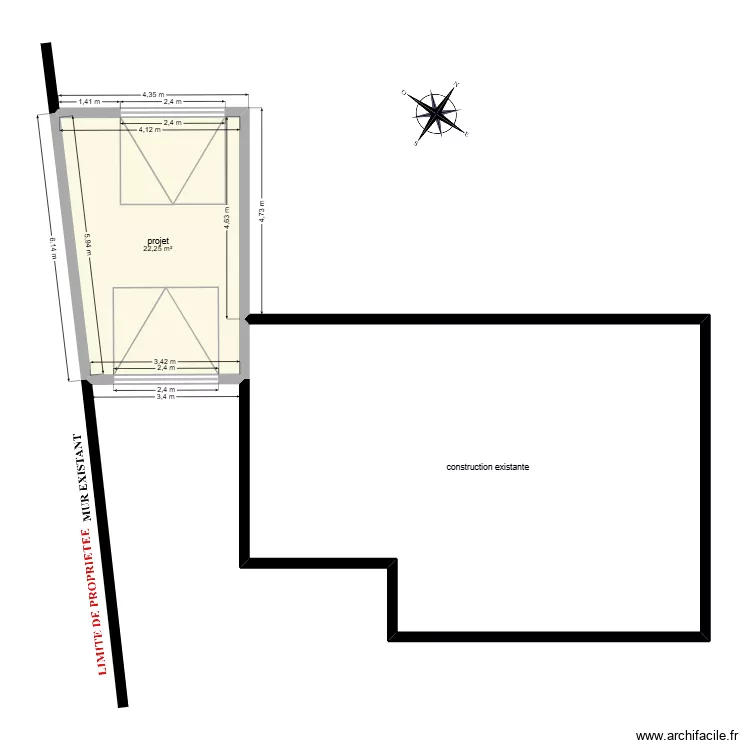 DP ABRI DE JARDIN / GARAGE. Plan de 2  et 90 m²