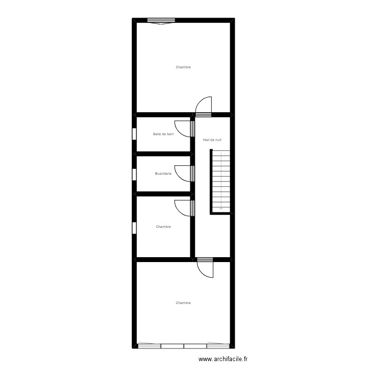 Erquelinnes 145B étage 2. Plan de 6 pièces et 71 m2