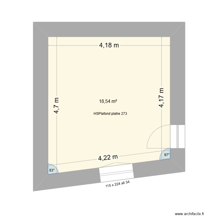 EDL  R+2 (futur séjour). Plan de 1 pièce et 19 m2