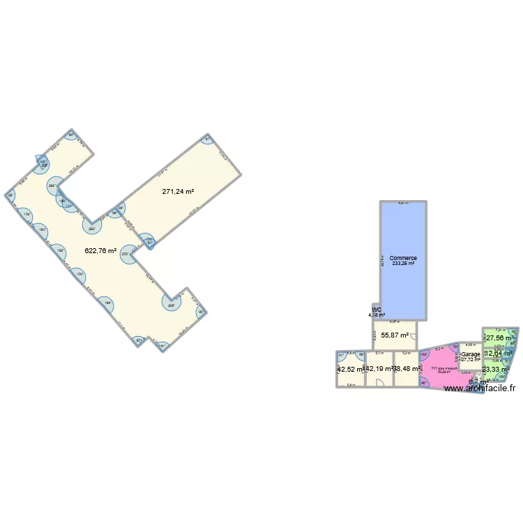 Projet du Moulin. Plan de 14  et 1492 m²