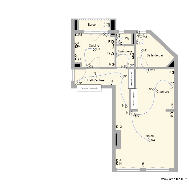 656. Plan de 14 pièces et 62 m2