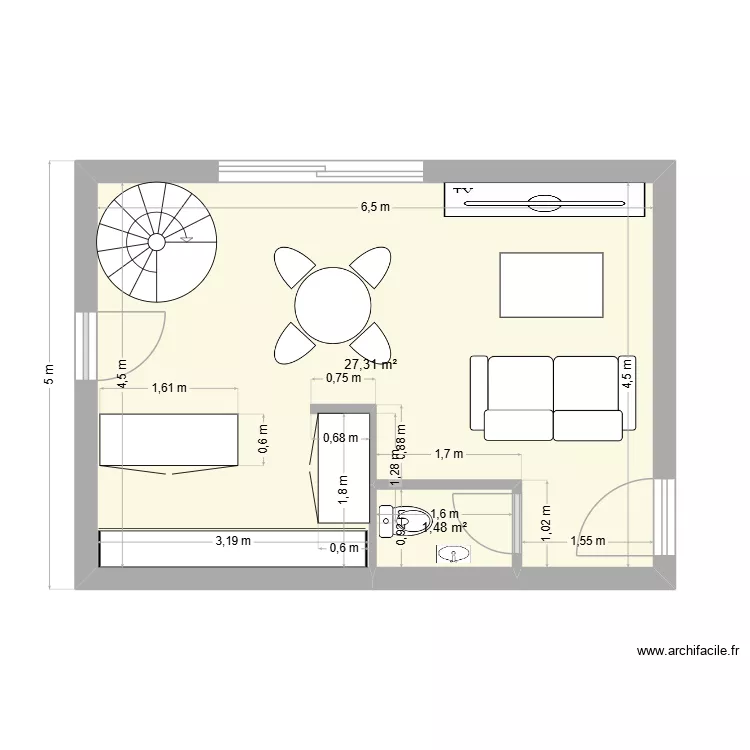 extension. Plan de 2  et 29 m²