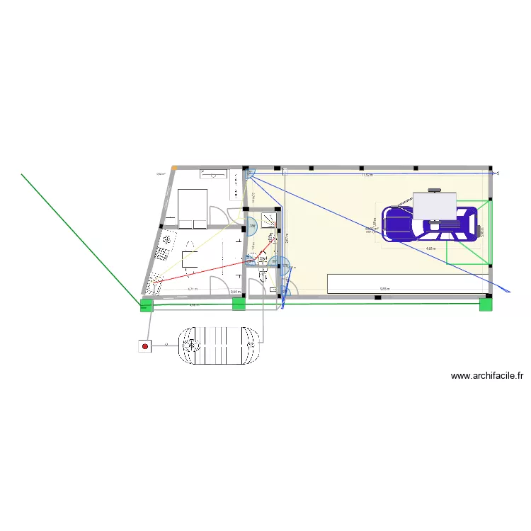 Studio+garage fondation. Plan de 
