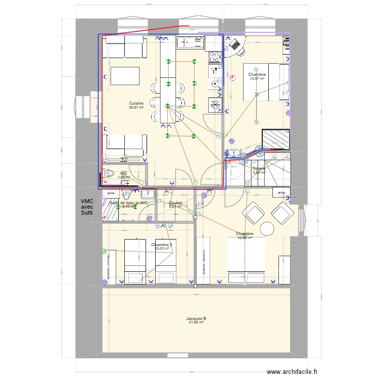 Minimesprojp10. Plan de 15 pièces et 208 m2