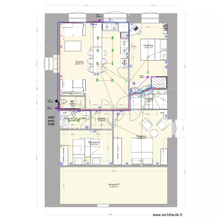 Minimesprojp10. Plan de 15 pièces et 208 m²