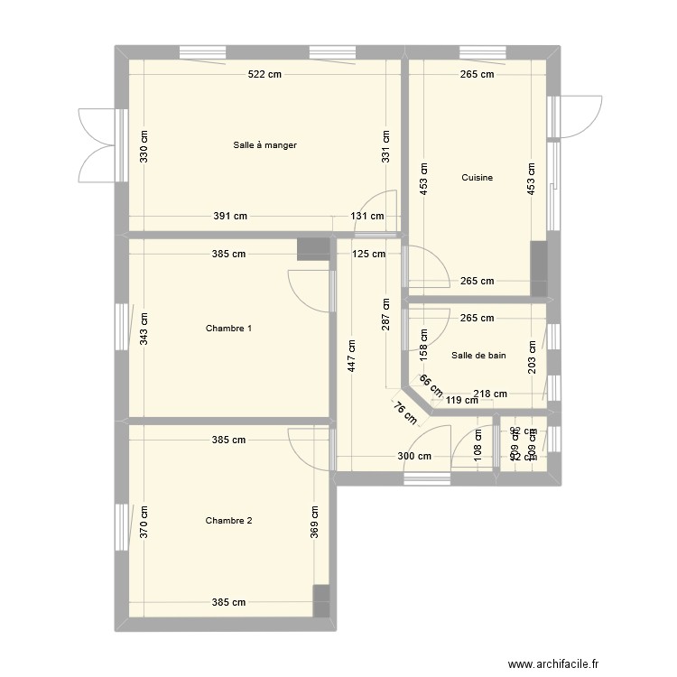 Cotes. Plan de 0 pièce et 0 m2