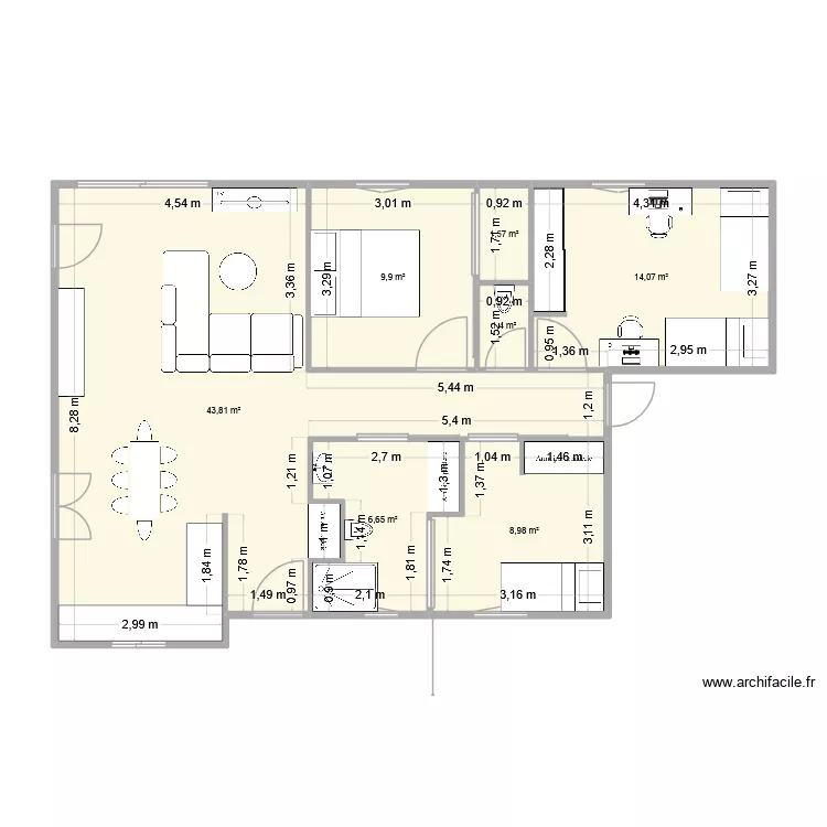 STEF2. Plan de 7 pièces et 86 m²