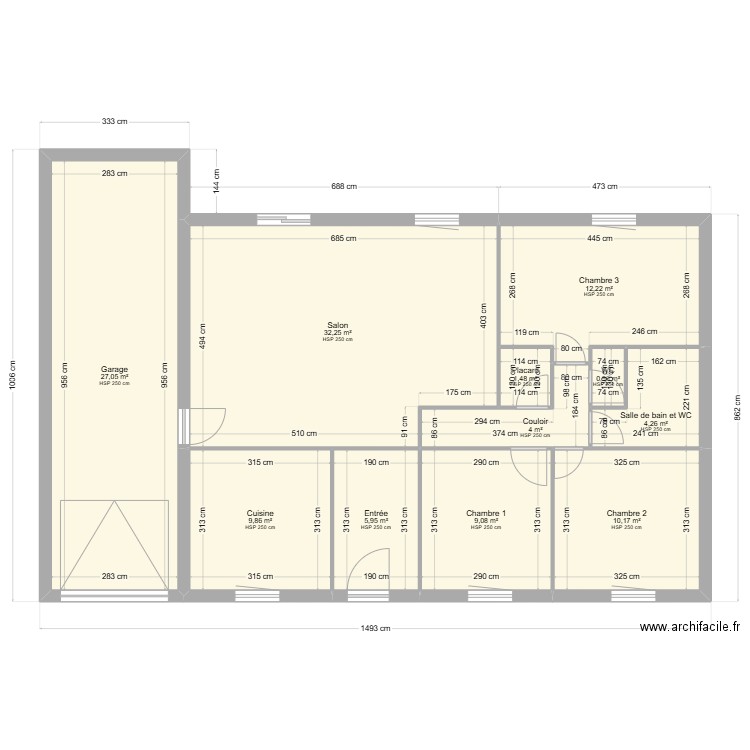 PLAN POUILLON. Plan de 11 pièces et 117 m2