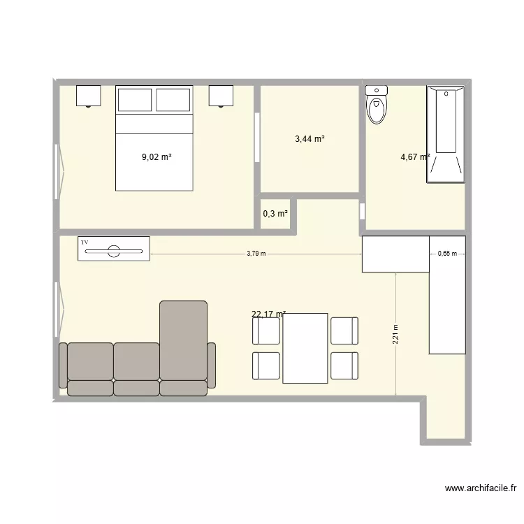 Manon. Plan de 5 et 40 m² Manon. Plan de 5 et 40 m²