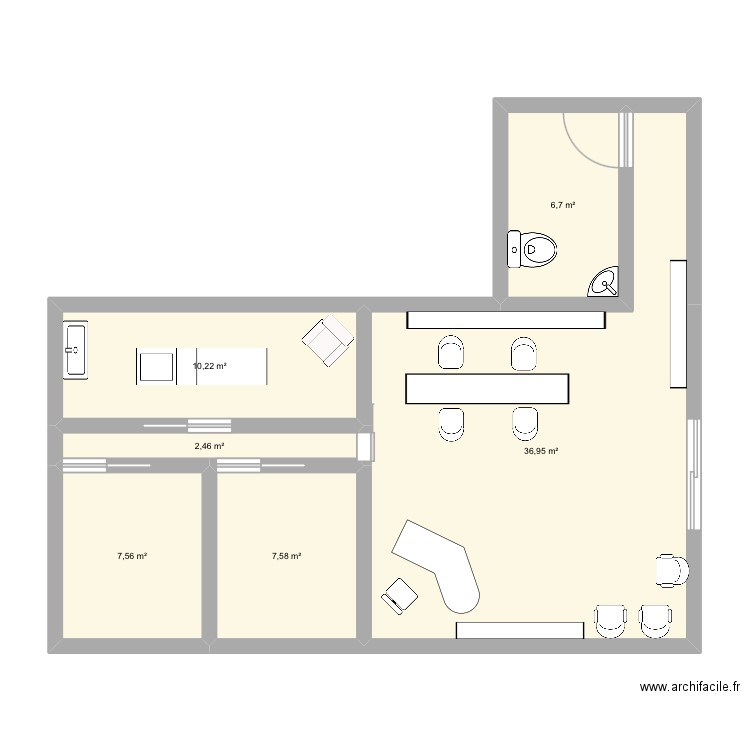 Institut chloé et camille. Plan de 6 pièces et 71 m2