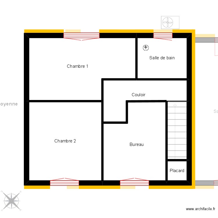 DORIDANT après travaux. Plan de 15 pièces et 91 m2