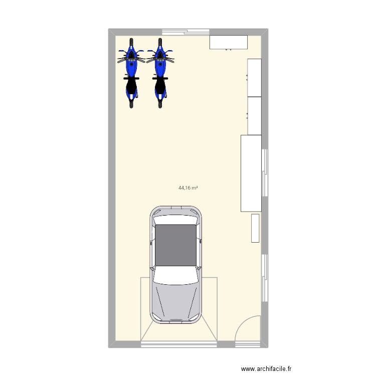 Plan G. Plan de 1 pièce et 44 m2