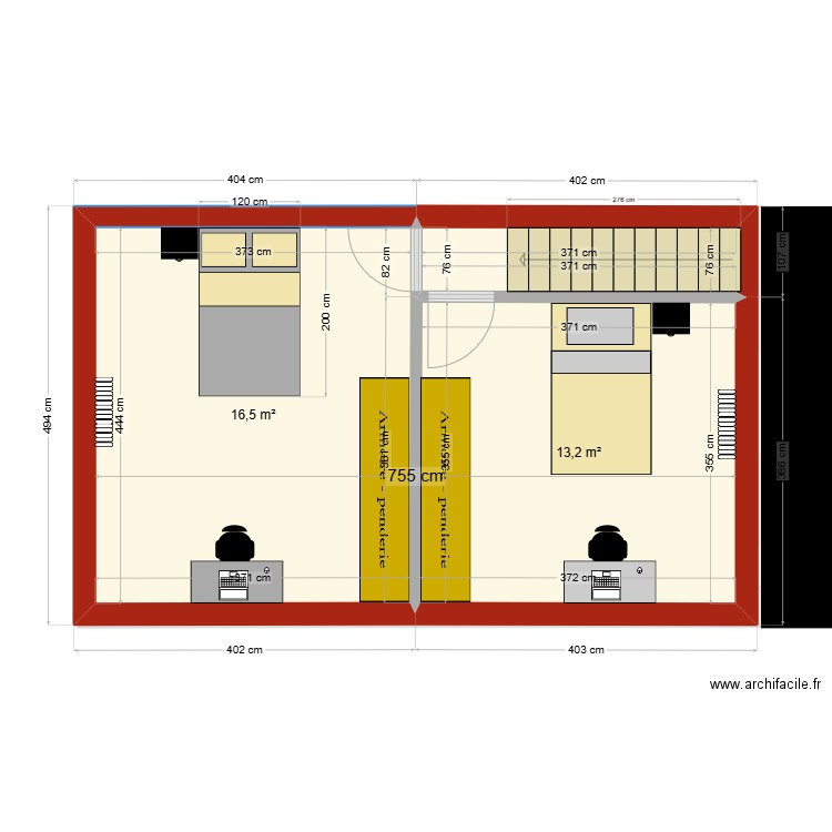 LUC & RUDY GOUY plan remodifié 3. Plan de 12 pièces et 127 m2
