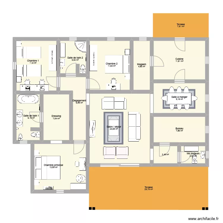 Ma maison pp 3cbres 7. Plan de 14 et 125 m² Ma maison pp 3cbres 7. Plan de 14 et 125 m²