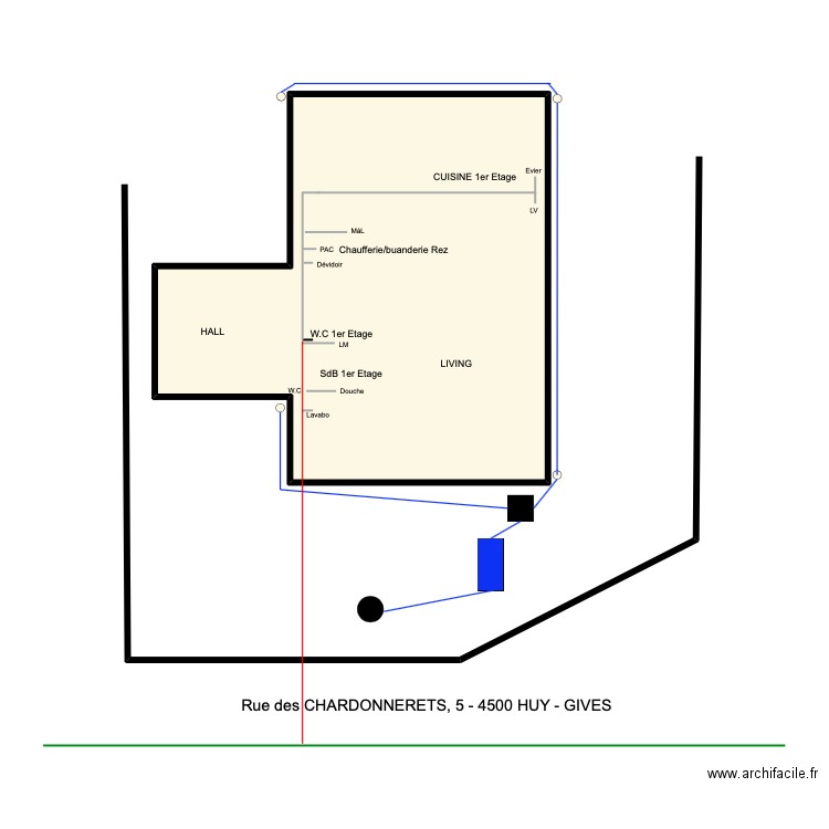 chardonnerets. Plan de 1 pièce et 60 m2