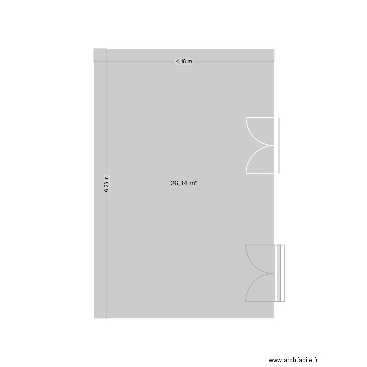 PIA. Plan de 1 pièce et 26 m2