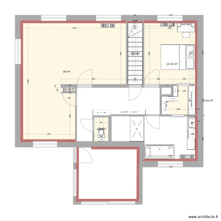 Plan étape 2 avec isolation idées jerome. Plan de 8 pièces et 44 m2
