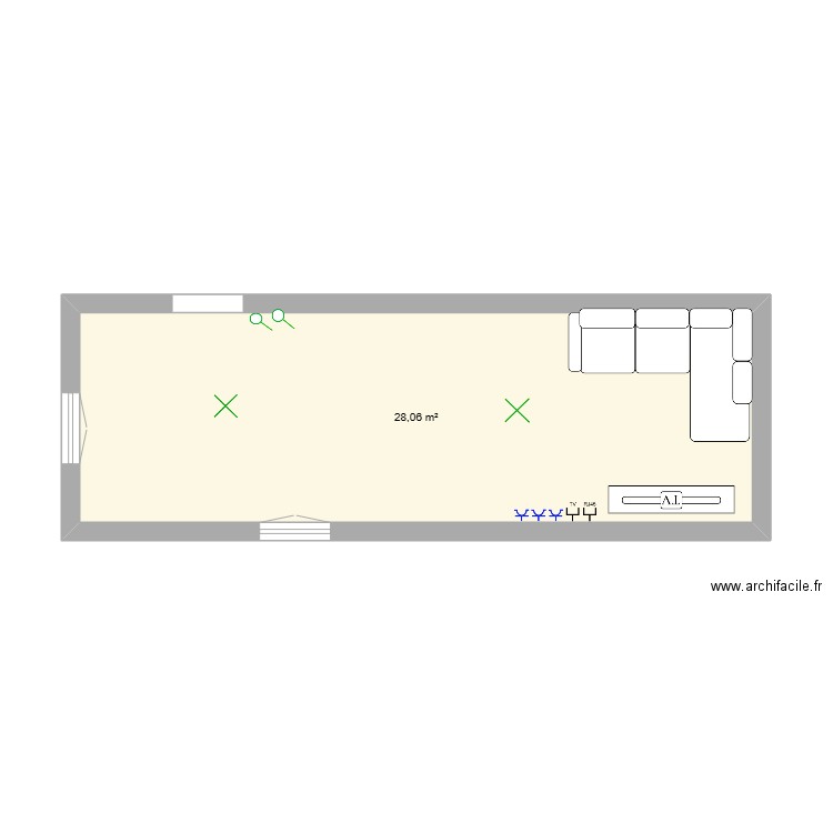 schéma house 2. Plan de 1 pièce et 28 m2