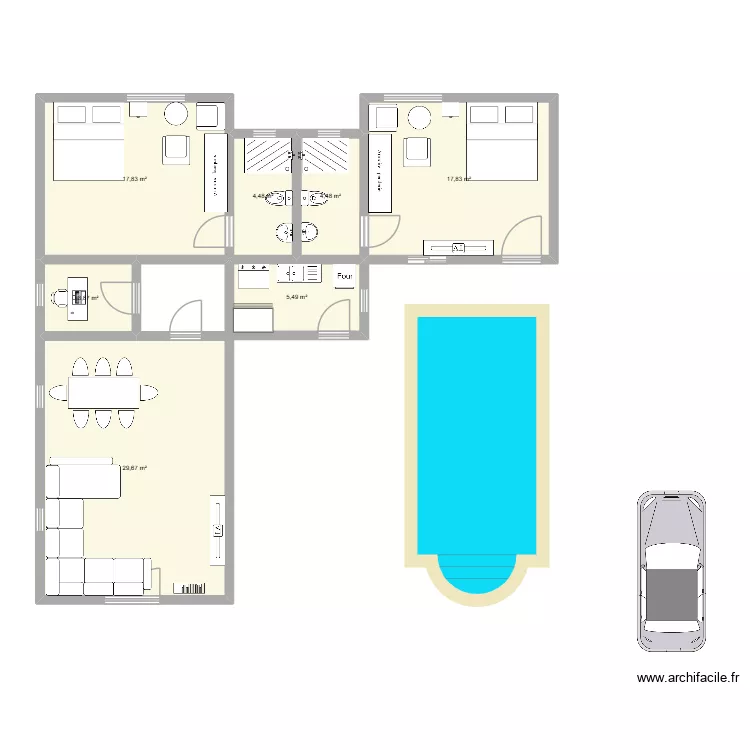 PMaison Yapo. Plan de 7  et 84 m²
