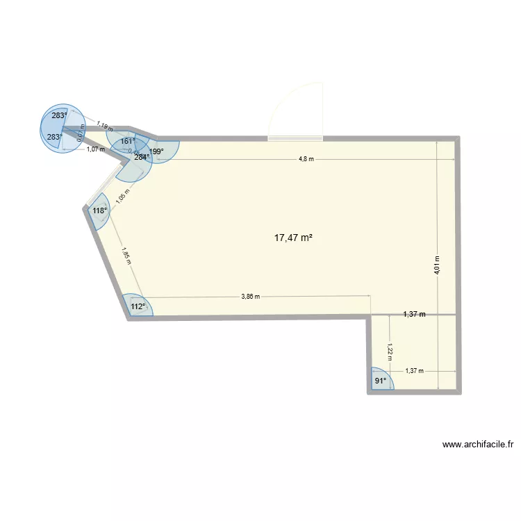cha. Plan de 1 Pièce et 17 m² cha. Plan de 1 Pièce et 17 m²