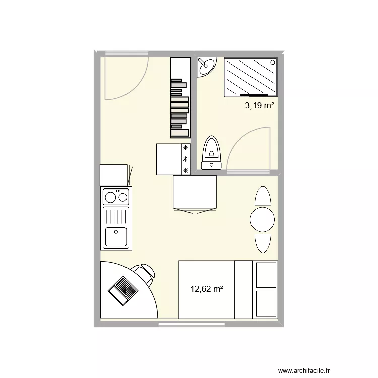 Proto 1. Plan de 2  et 16 m²