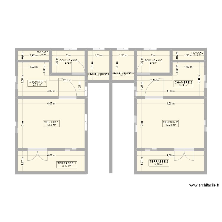 Plan kkan No2 du 26-04-2025. Plan de 12 pièces et 61 m2