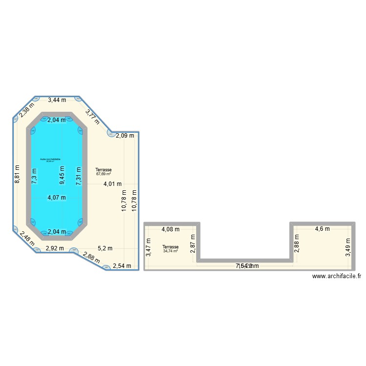 ETCHEBER. Plan de 3 pièces et 183 m2