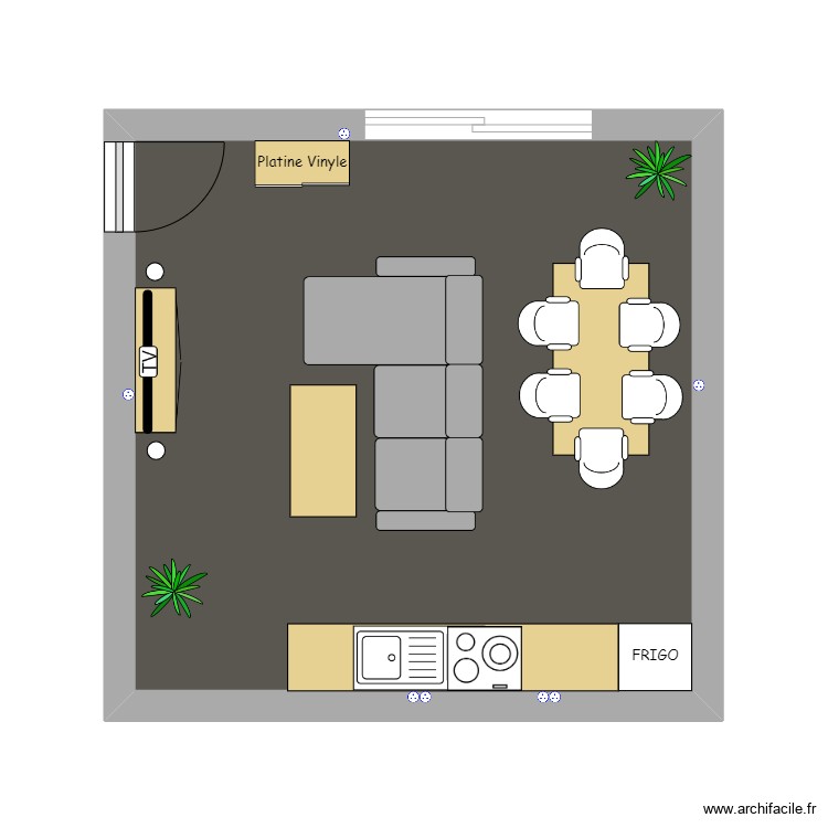Salon - Plan 1 pièce 21 m2 dessiné par MC69126
