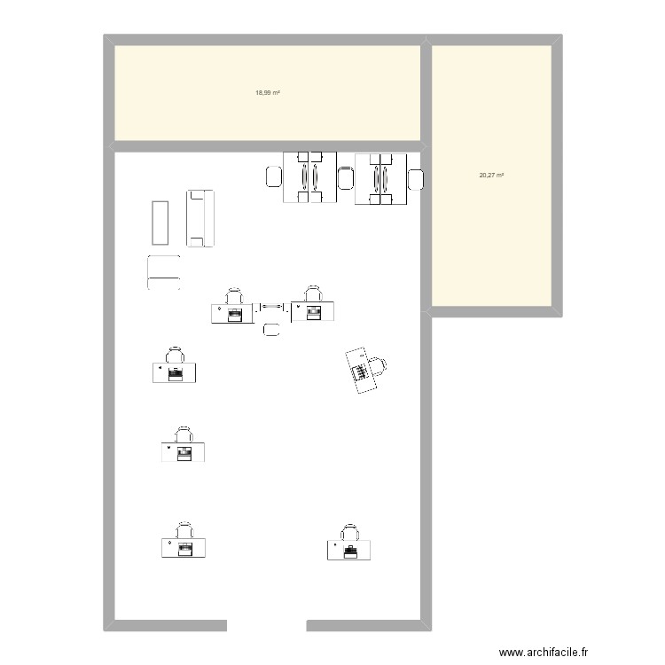 orr. Plan de 2 pièces et 39 m2