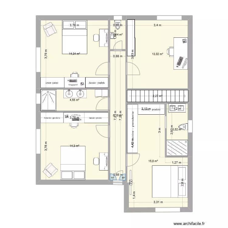 plan etage. Plan de 9  et 76 m²