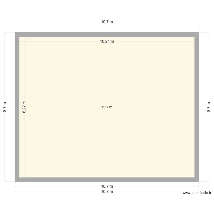 argent. Plan de 1 pièce et 84 m2