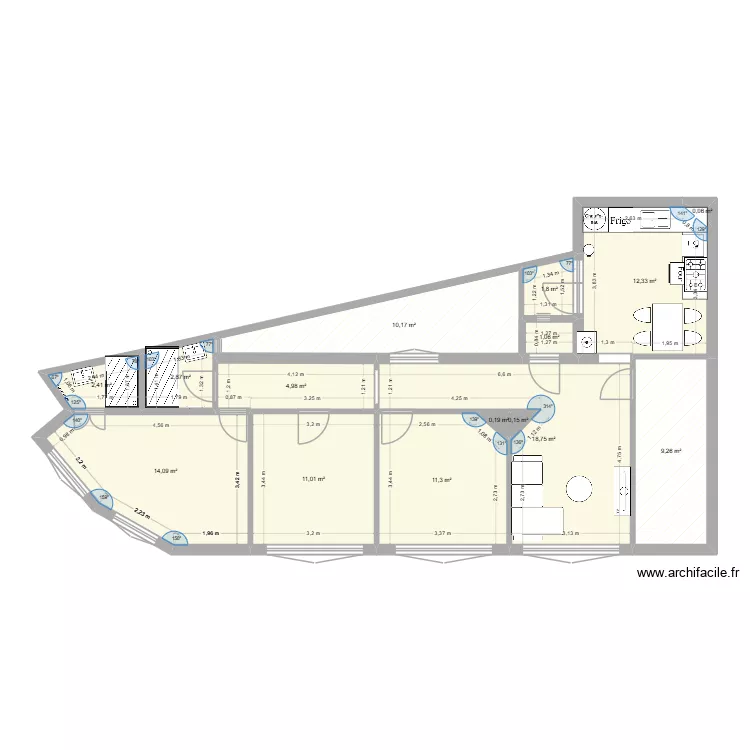 L&eacute;on Mahillon To-Be. Plan de 15 pièces et 100 m²