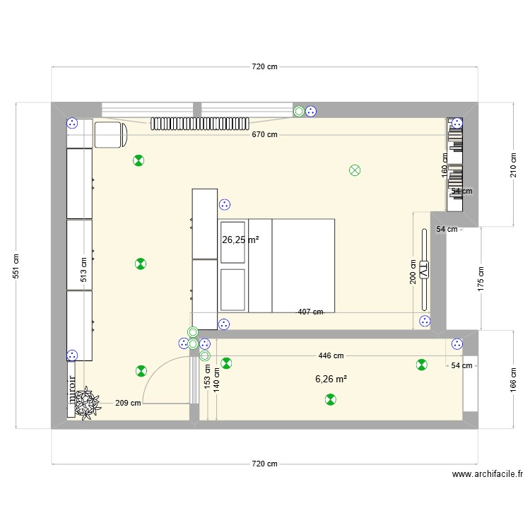 Mel et Mat. Plan de 2 pièces et 33 m2