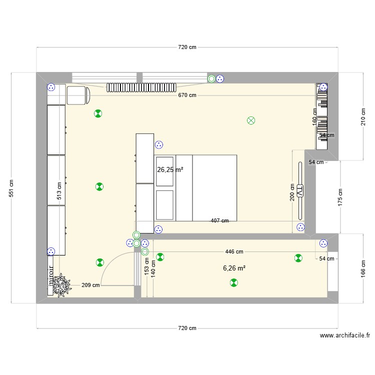 Mel et Mat. Plan de 1 pièce et 33 m2