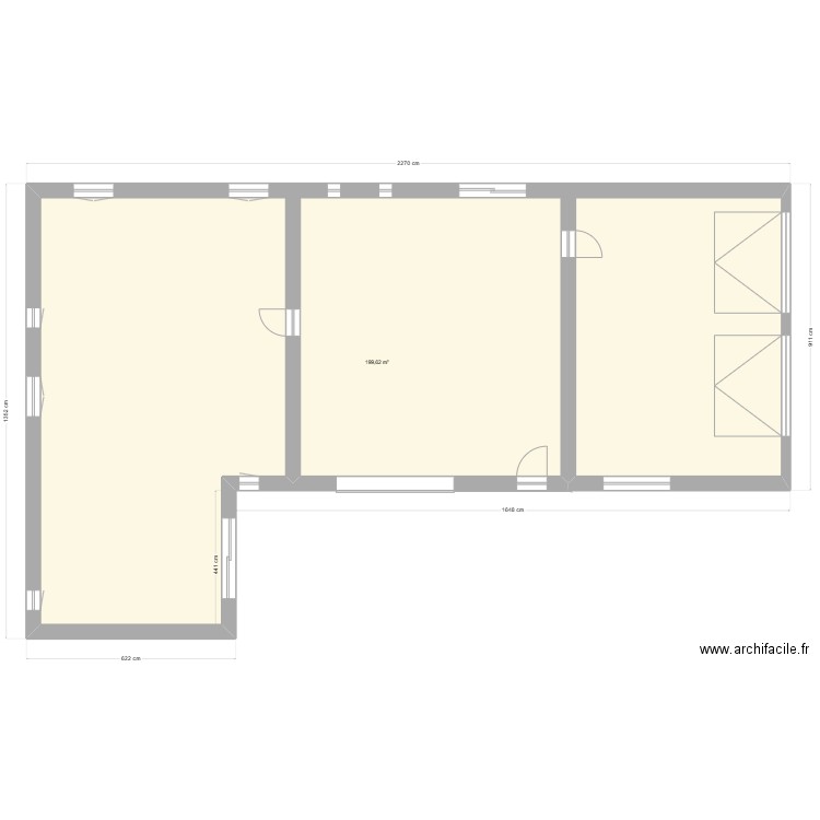 Plan pied. Plan de 1 pièce et 200 m2