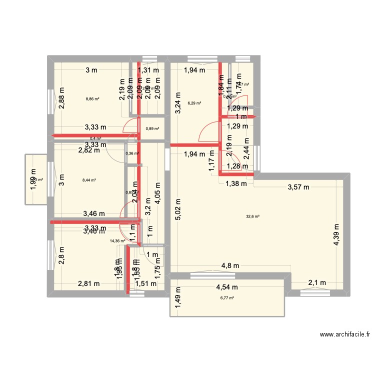 Megeve Perso Demol Construction. Plan de 14 pièces et 87 m2