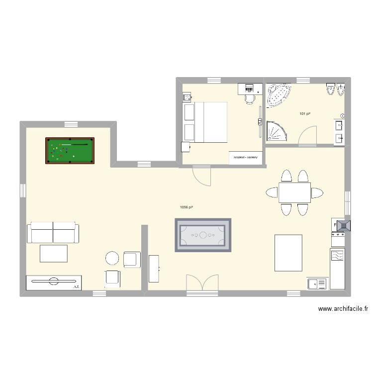 maison. Plan de 2 pièces et 107 m2